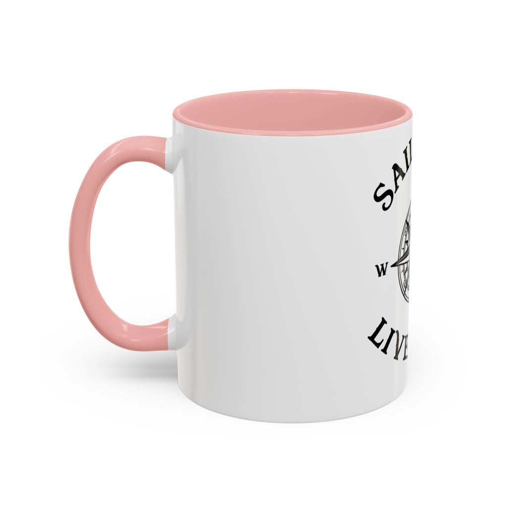 Coffee Mug — “Sail Fast Live Slow” Nautical Compass Bitcoin Accent Mug