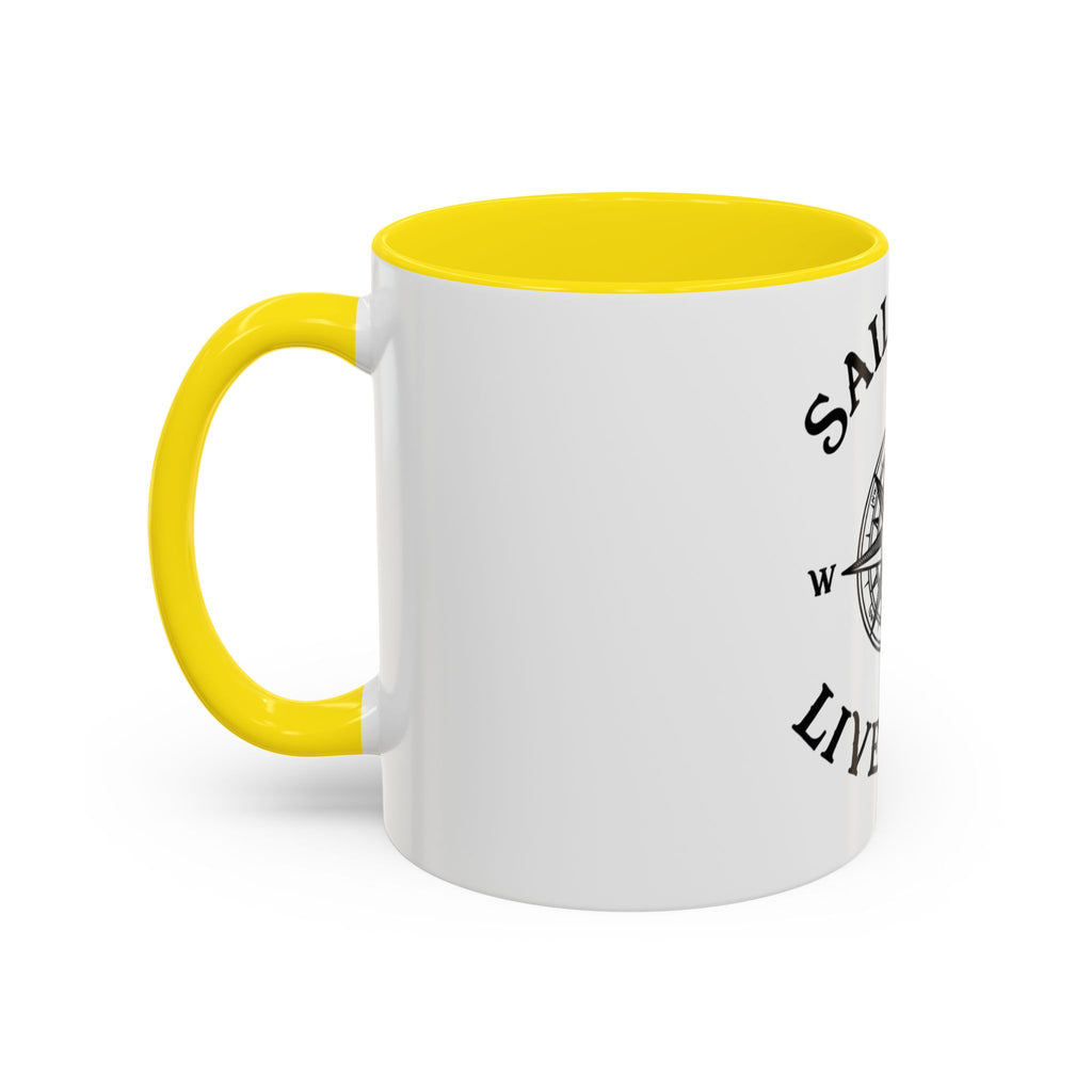 Coffee Mug — “Sail Fast Live Slow” Nautical Compass Bitcoin Accent Mug