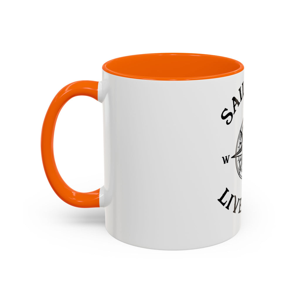 Coffee Mug — “Sail Fast Live Slow” Nautical Compass Bitcoin Accent Mug